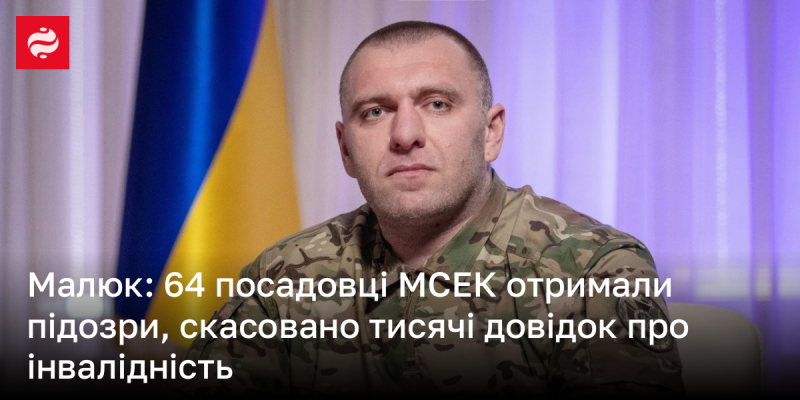 Малюк: 64 працівники МСЕК були підозрюваними, тисячі сертифікатів про інвалідність анульовано.